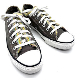 Converse Grey Rainbow Ruffle Low Top Retro All Star Women's Skater Shoes 7.5